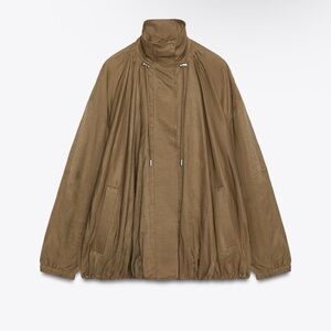 Zara Funnel Neck Bubble Hem Jacket